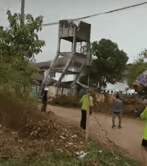Water Tower falling